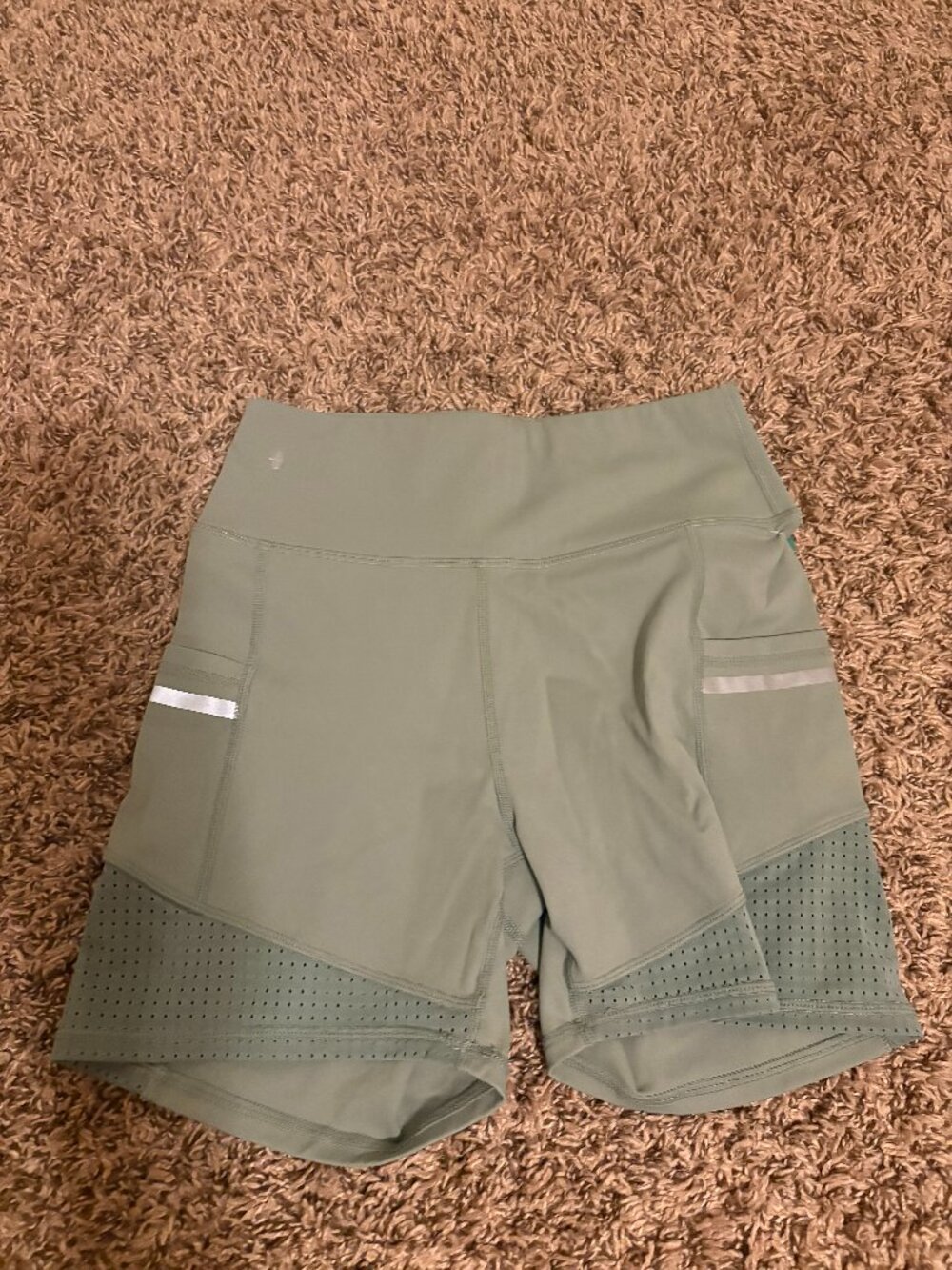 Halara Athletic Shorts Small Pale Green Biker Style Tight Fitted Nylon Blend